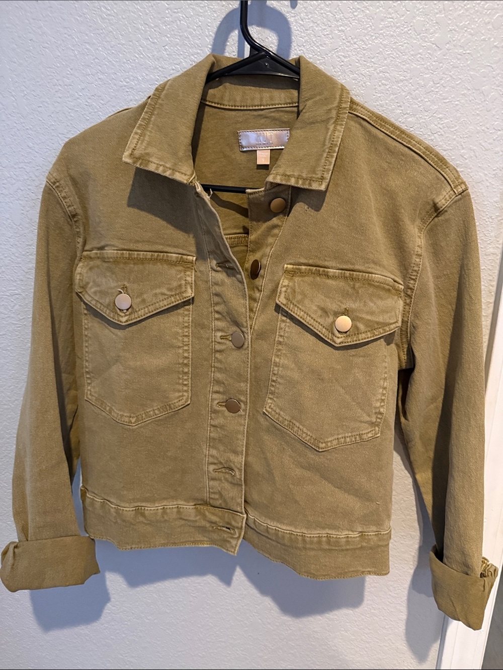 Kut from the kloth Woven Cotton Jean Jacket in Olive Green women’s small